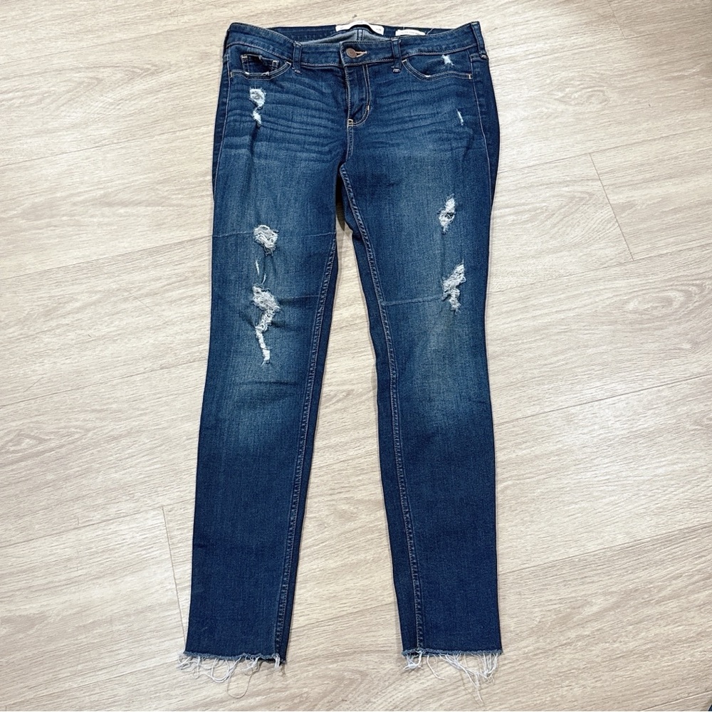 Hollister Blue Skinny Jeans Distressed Ankle Length